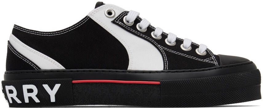Burberry Black & White Logo Detail Sneakers - Picture 5