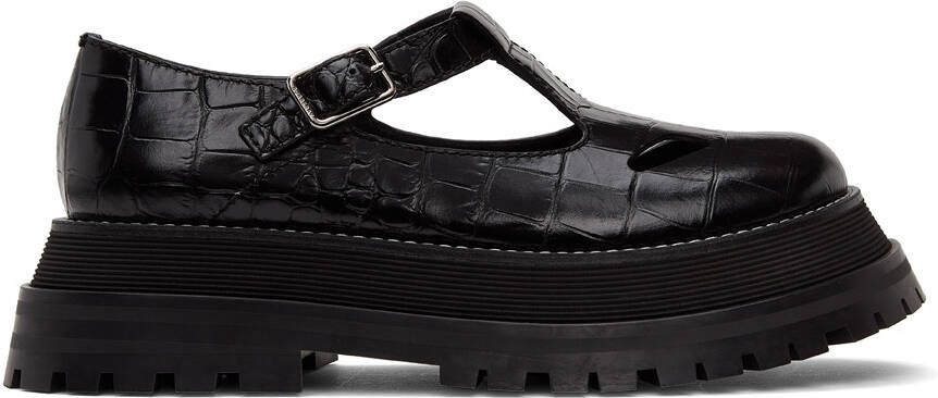 Burberry Black Croc T-Bar Loafers - Picture 4