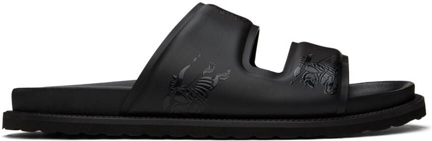 Burberry Black Embossed EKD Slides - Picture 4