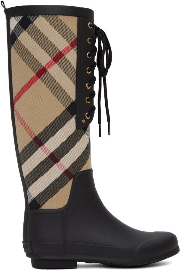 Burberry Black House Check Rain Boots - Picture 5
