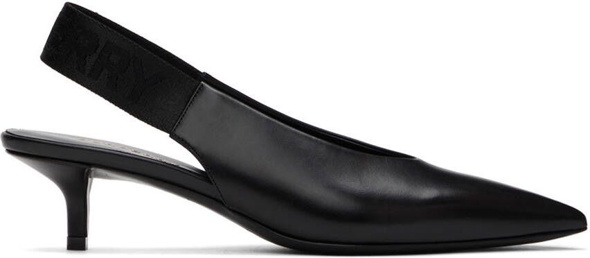 Burberry Black Leather Slingback Pumps - Picture 5