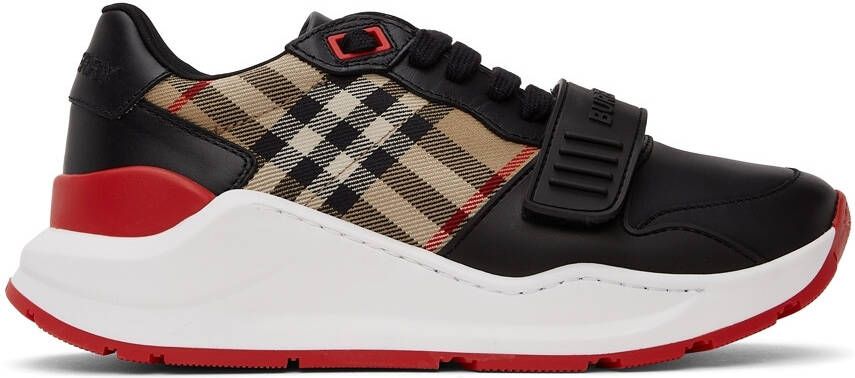 Burberry Black Leather Vintage Check Sneakers - Picture 5