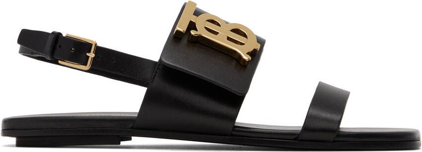 Burberry Black Motif Flat Sandals