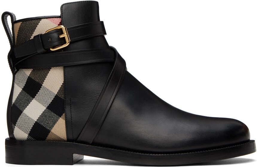 Burberry Black New Pryle Check Boots - Picture 5