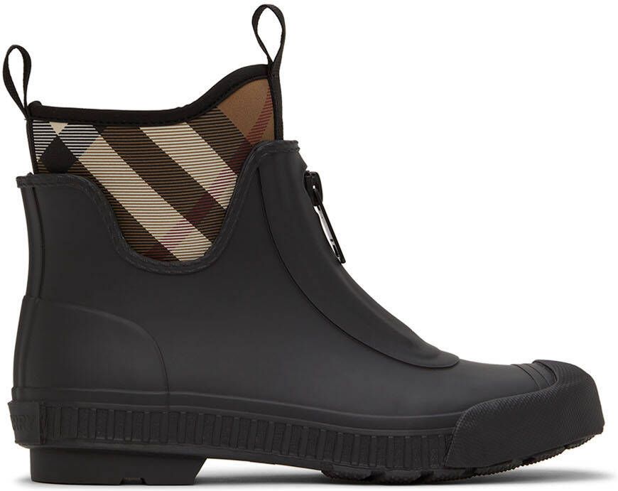 Burberry Black Rubber Check Chelsea Boots - Picture 4