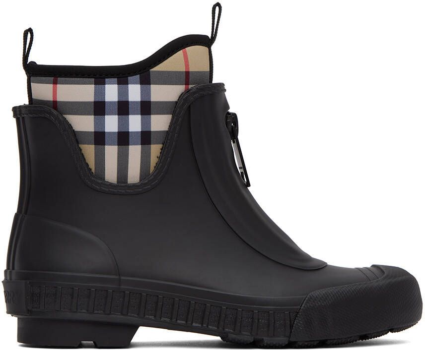 Burberry Black Vintage Check Rain Boots - Picture 5