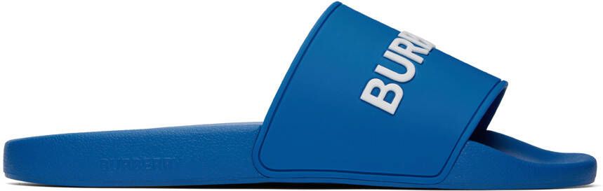 Burberry Blue Embossed Slides - Picture 4