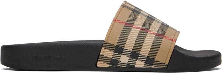 Burberry Brown & Beige Check Sandals - Picture 5