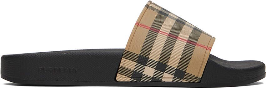 Burberry Brown & Beige Check Sandals - Picture 5