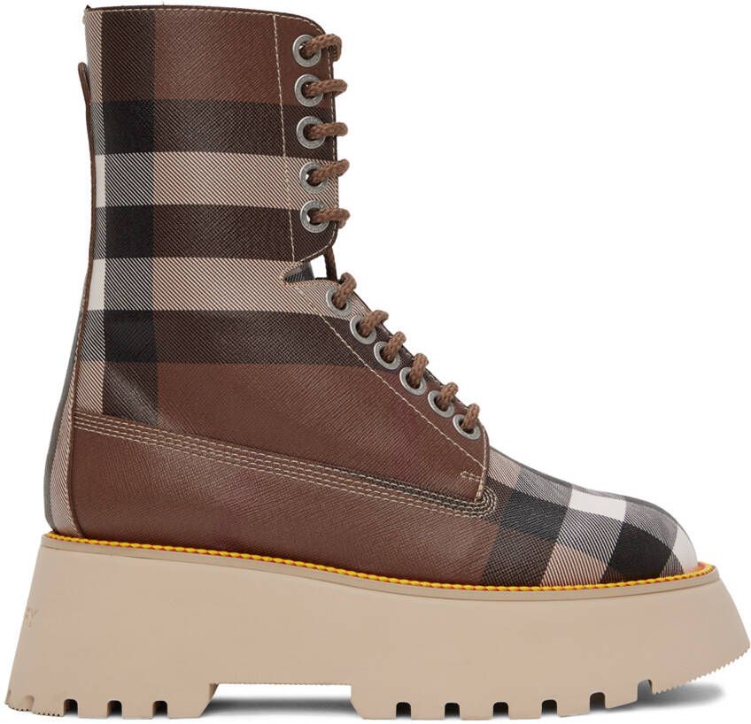 Burberry Brown Check Ankle Boots