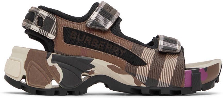 Burberry Brown Arthur Check Sandals - Picture 5