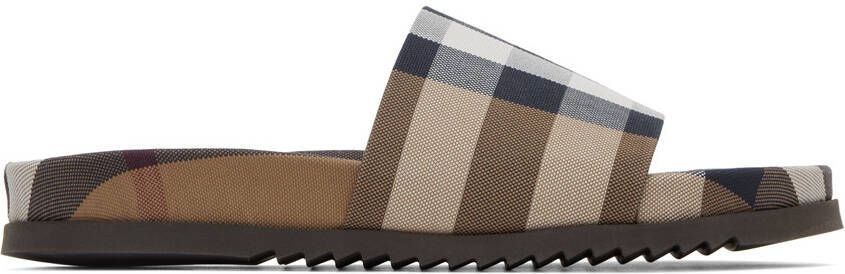 Burberry Brown Check Slides