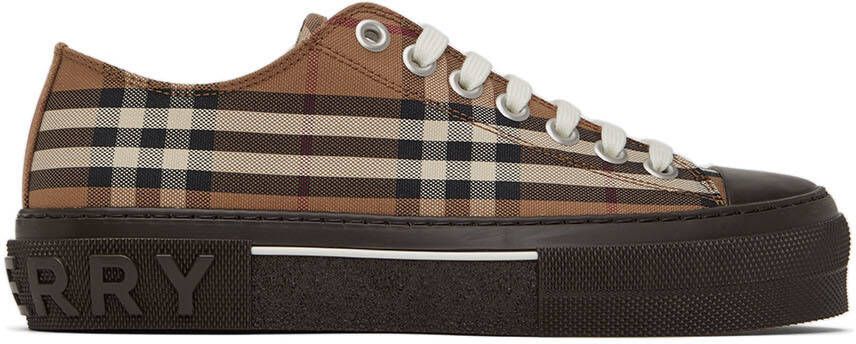 Burberry Brown Cotton Check Sneakers - Picture 5