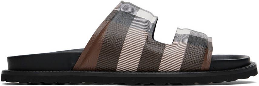 Burberry Brown Cutout Check Slides