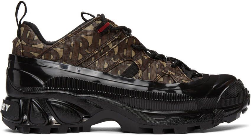 Burberry Brown E-Canvas Monogram Arthur Sneakers - Picture 3