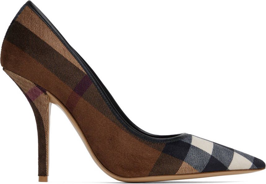 Burberry Brown Exaggerated Check Heels - Picture 5