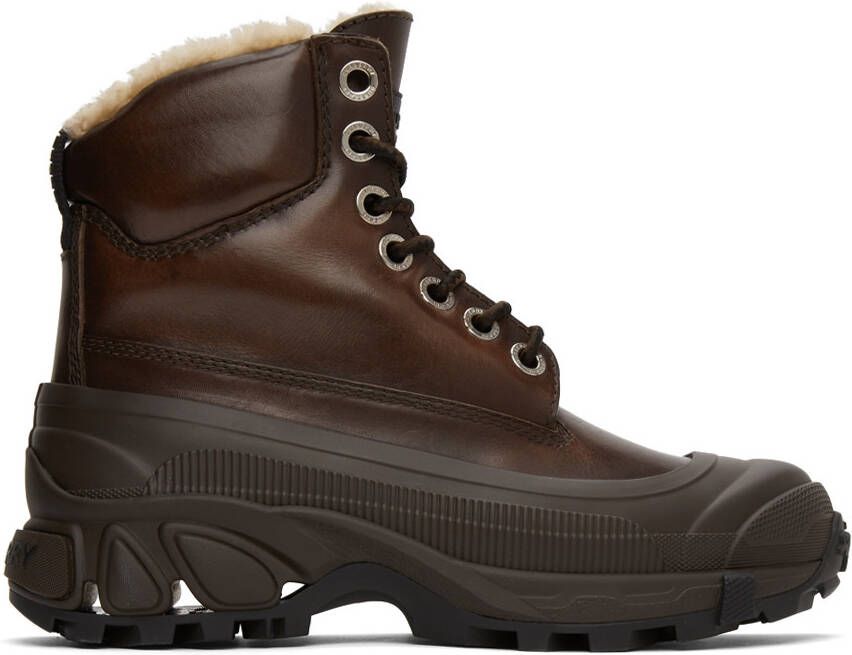 Burberry Brown Shearling Arthur Boots - Picture 5