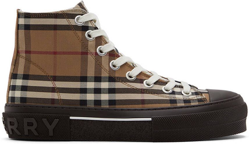 Burberry Brown Vintage Check High-Top Sneakers - Picture 5