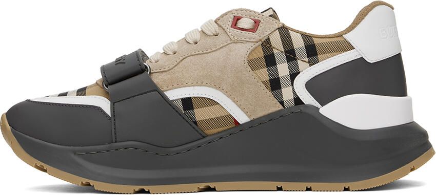 Burberry Beige & Grey Vintage Check Sneakers - Picture 3