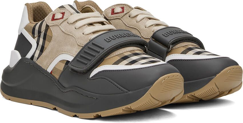 Burberry Beige & Grey Vintage Check Sneakers - Picture 2