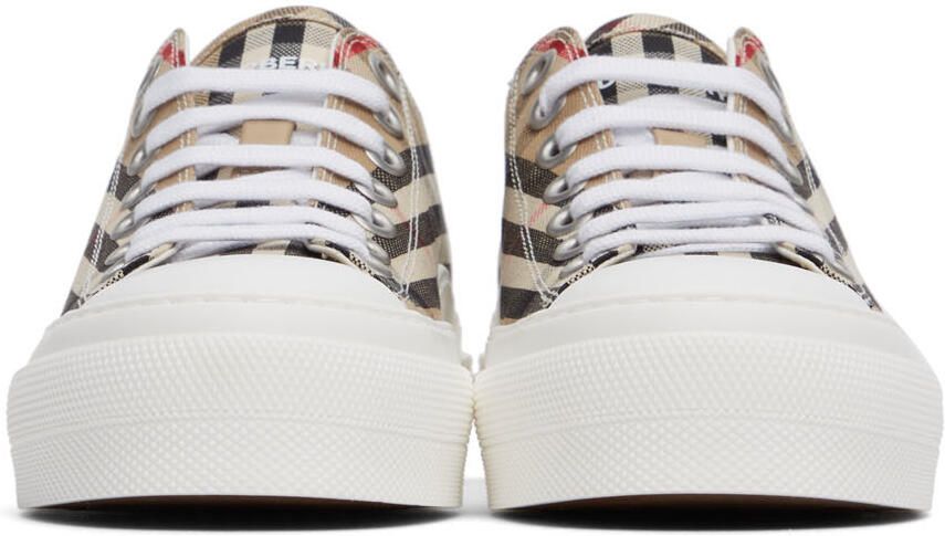 Burberry Beige Canvas Vintage Check Sneakers - Picture 3