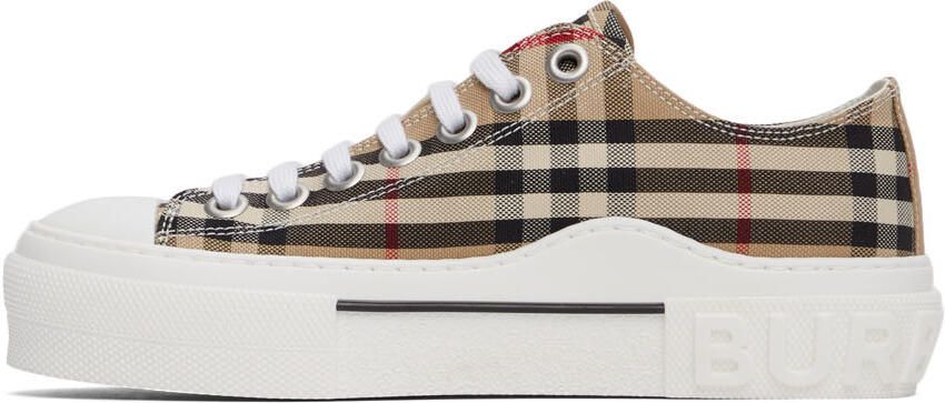 Burberry Beige Canvas Vintage Check Sneakers - Picture 4