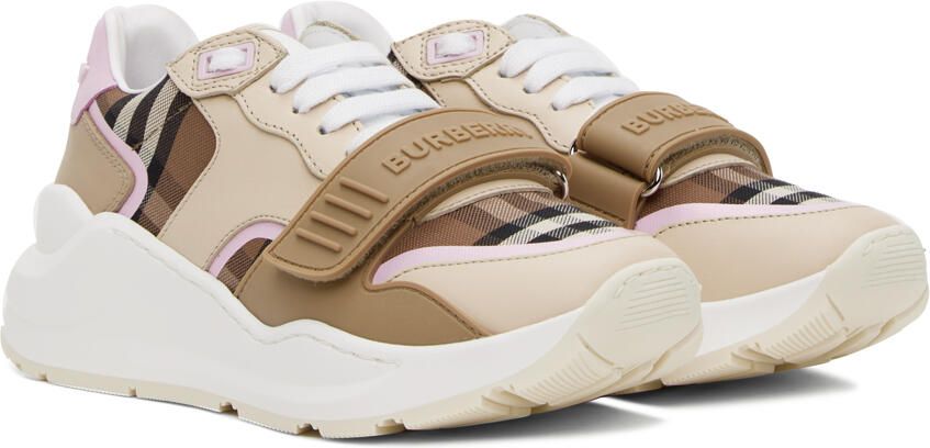 Burberry Beige Check Sneakers - Picture 3