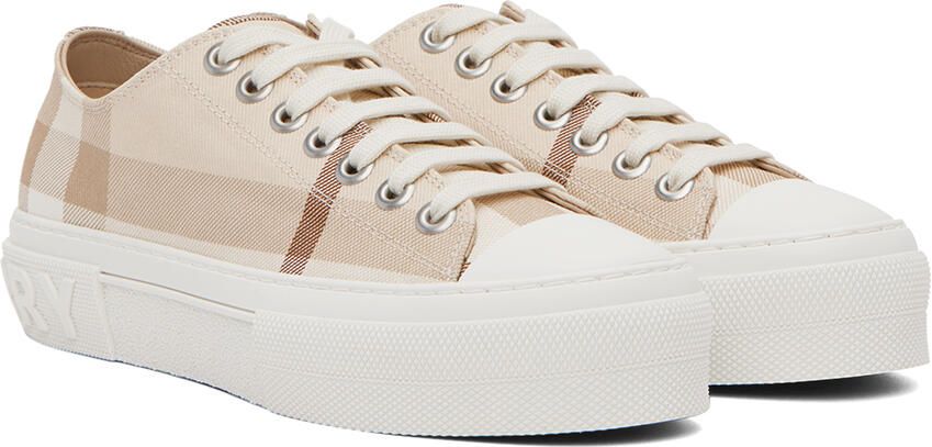 Burberry Beige Check Sneakers - Picture 2