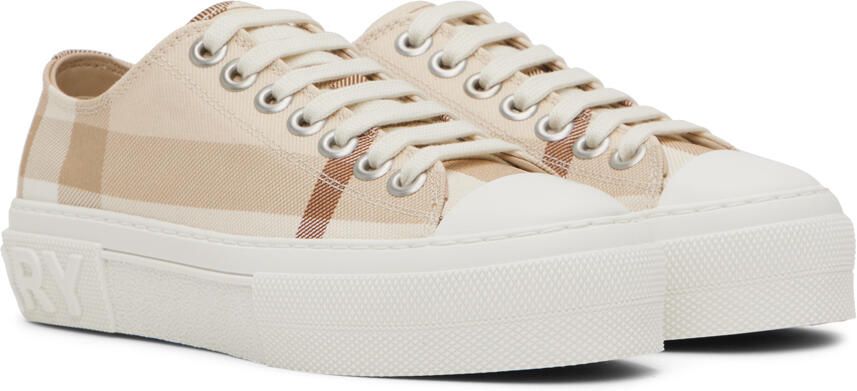 Burberry Beige Check Sneakers - Picture 2