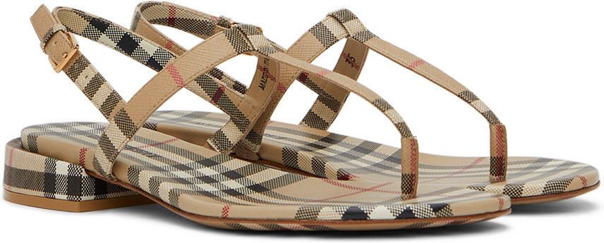 Burberry Beige Emily Check Sandals - Picture 2