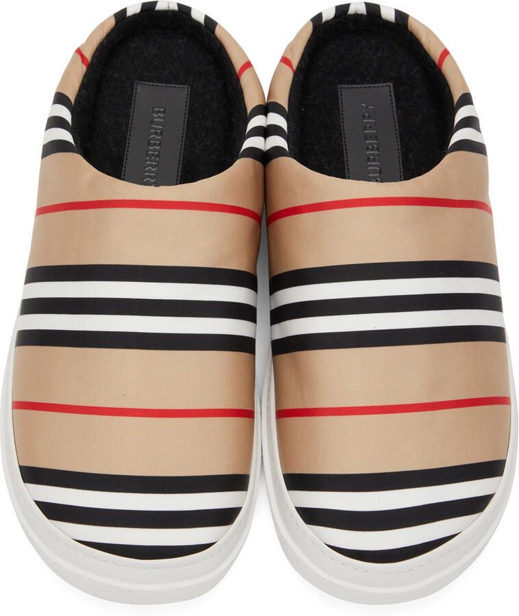 Burberry Beige Icon Stripe Slippers