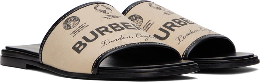Burberry Beige Label Print Slides - Picture 3
