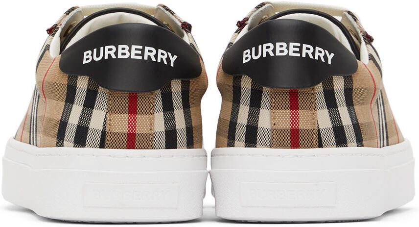 Burberry Beige Rangleton Check Low Sneakers