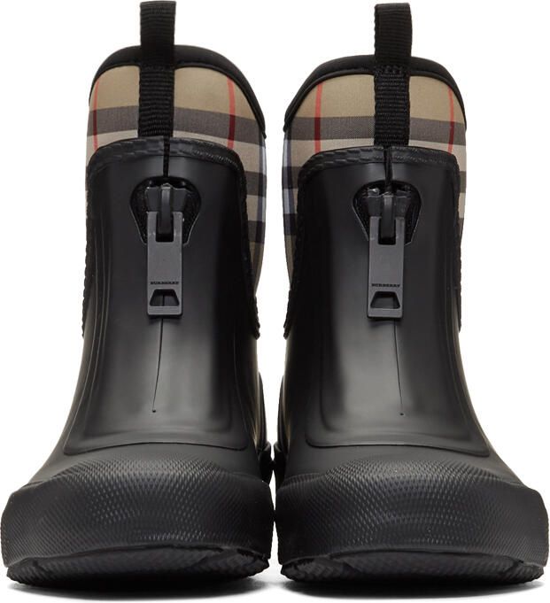 Burberry Black & Beige Flinton Rain Boots - Picture 3