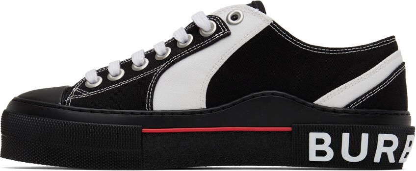 Burberry Black & White Logo Detail Sneakers - Picture 3