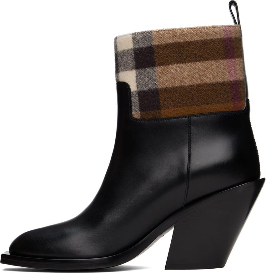 Burberry Black Check Panel Boots
