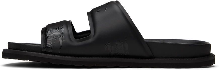 Burberry Black Embossed EKD Slides - Picture 3