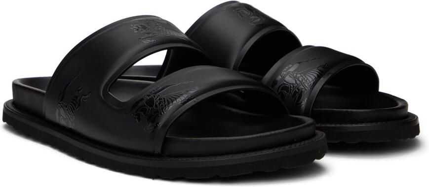 Burberry Black Embossed EKD Slides - Picture 2