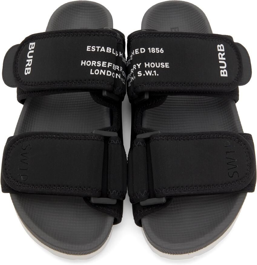 Burberry Black 'Horseferry' Print Sandals