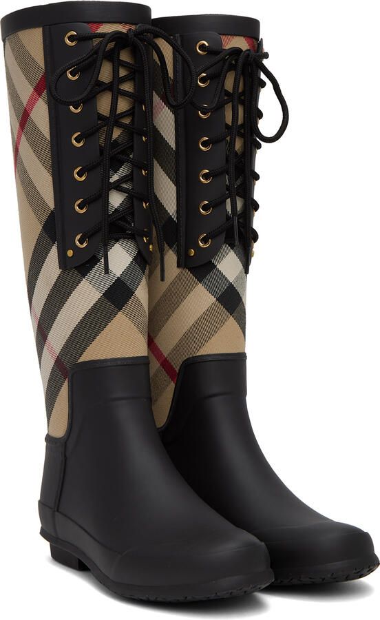 Burberry Black House Check Rain Boots - Picture 2