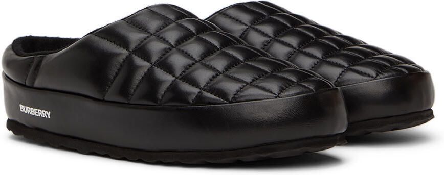 Burberry Black Leather Quilted Slippers - Picture 2