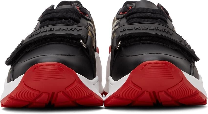 Burberry Black Leather Vintage Check Sneakers - Picture 3