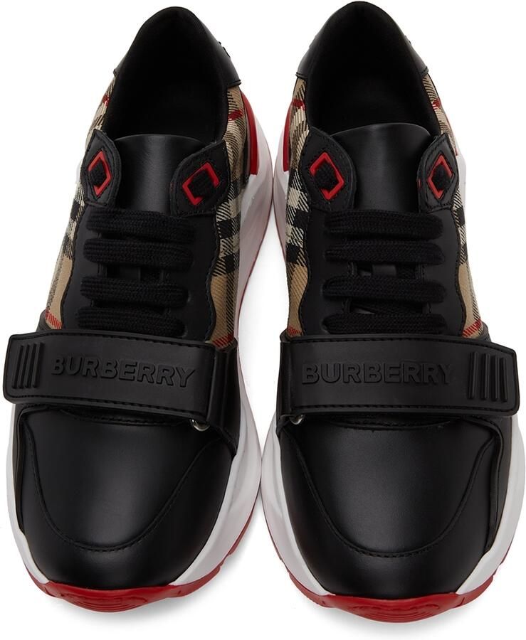 Burberry Black Leather Vintage Check Sneakers
