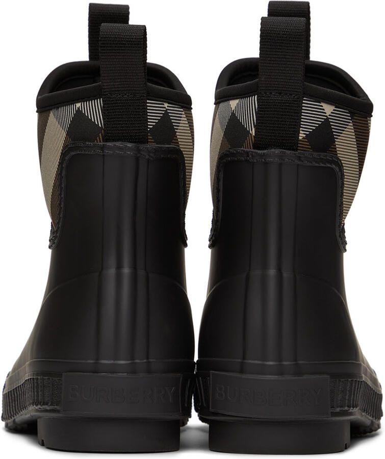 Burberry Black Rubber Check Chelsea Boots