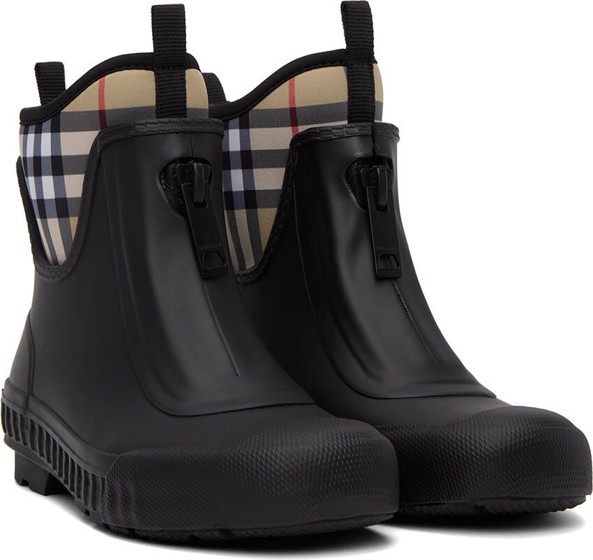 Burberry Black Vintage Check Rain Boots - Picture 2