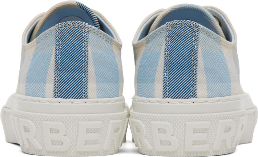 Burberry Blue & Off-White Check Sneakers