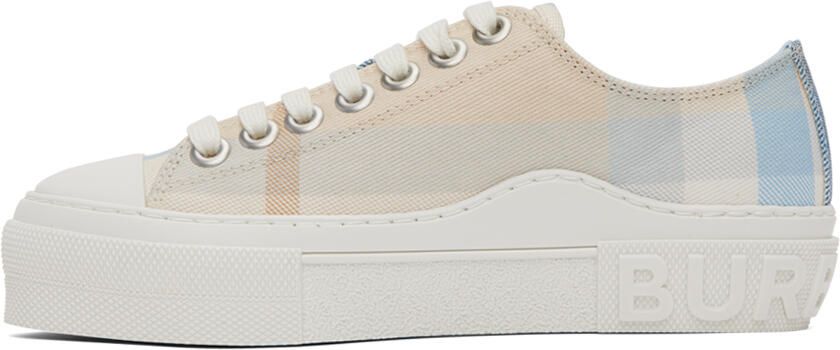 Burberry Blue & Off-White Check Sneakers - Picture 3