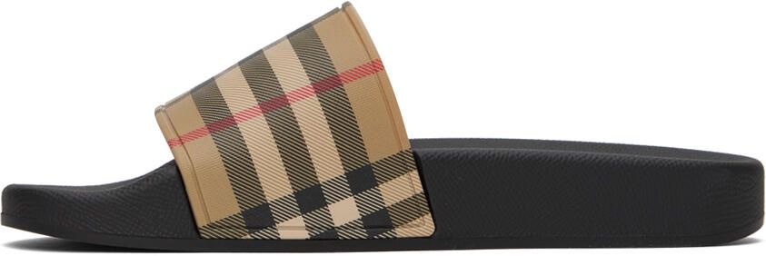 Burberry Brown & Beige Check Sandals - Picture 3