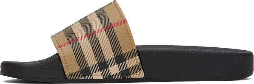 Burberry Brown & Beige Check Sandals - Picture 4