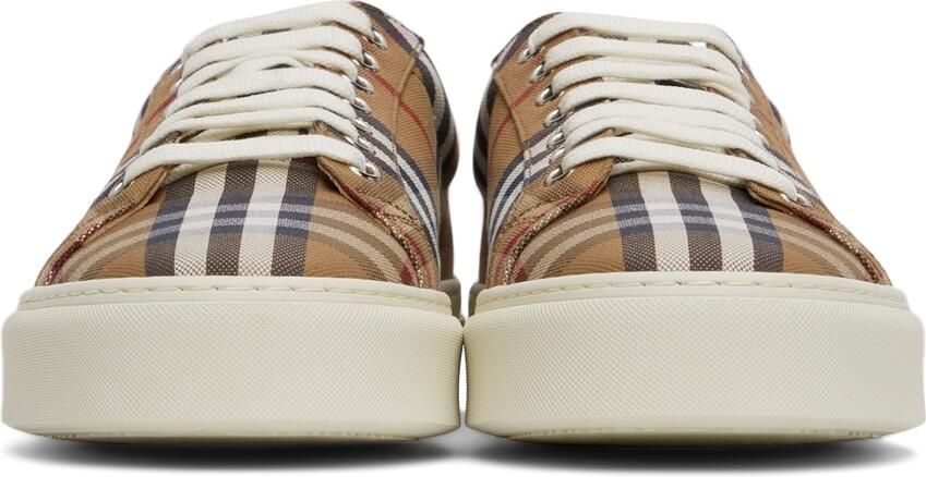 Burberry Brown Check Canvas & Calfskin Sneakers - Picture 3